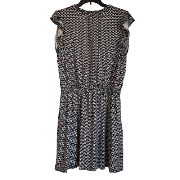 NWT LOFT Womens Dress Sz LP herringbone Smocked Waist Flutter Sleeve Business - Picture 5 of 8